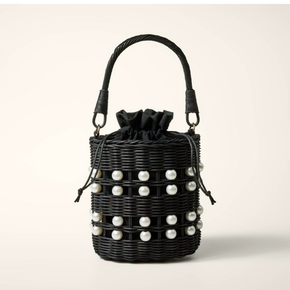 Kate Spade x Target Pearl Embellished Basket Bucket Bag in Black, NWT